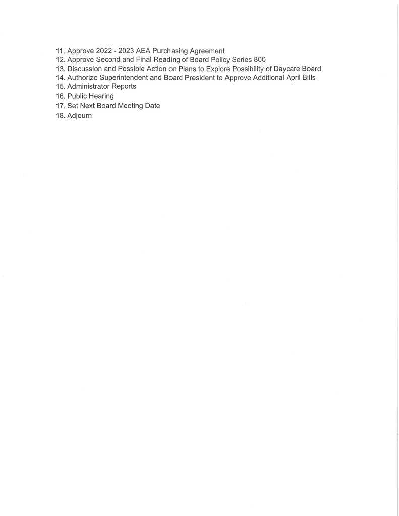 Easton Valley School Board Meeting