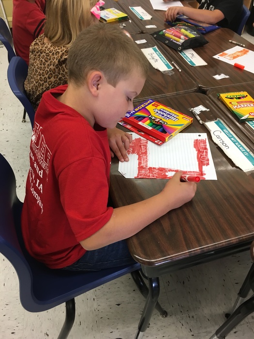 Miss Cram's 3rd grade class practiced their spelling words using ghost writing! 